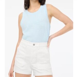 J. Crew White Denim Utility Shorts Button Fly Cargo Pockets Size 27